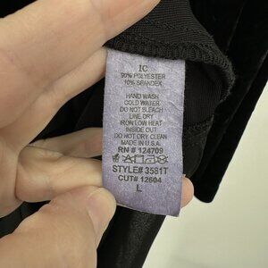 shirt top blouse tunic crushed velvet velour sheer black LARGE